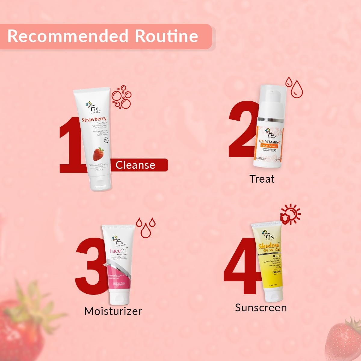 Fixderma Strawberry Face Wash with Vitamin E & Strawberry Extract | Face Wash & Face Cleanser | Face Wash for Oily Skin (All Type Skin) | Face Wash for Women & Men - 75g thumbnail