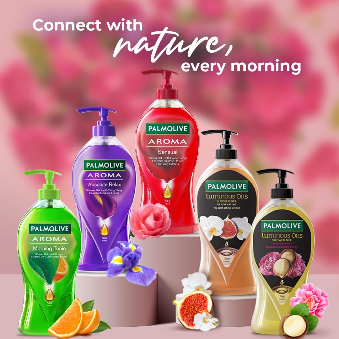 Palmolive Rose, Orange Essential Oil & Ginseng Aroma Sensual Body Wash | Soothing & Brightening | Glowing & Youthful skin | No paraben & silicones, pH balanced, Body Wash 750ml thumbnail