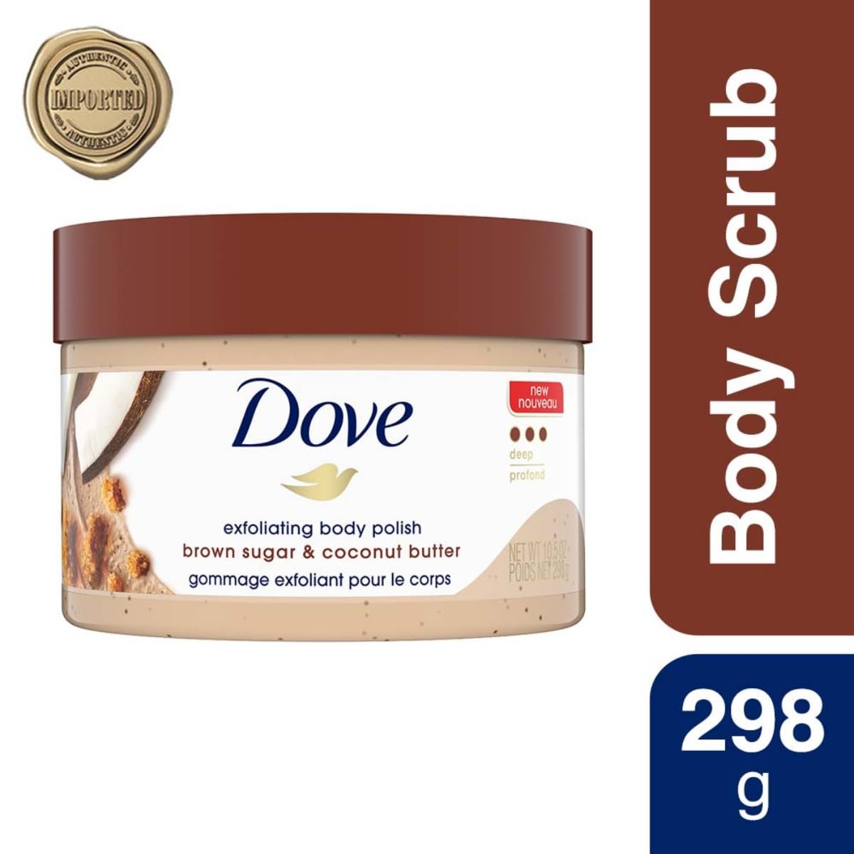 Dove Exfoliating Body Polish Scrub For Dry Skin With Brown Sugar & Coconut Butter, Gently Exfoliates & Moisturizes For Instant Soft & Smooth Skin,  298g thumbnail
