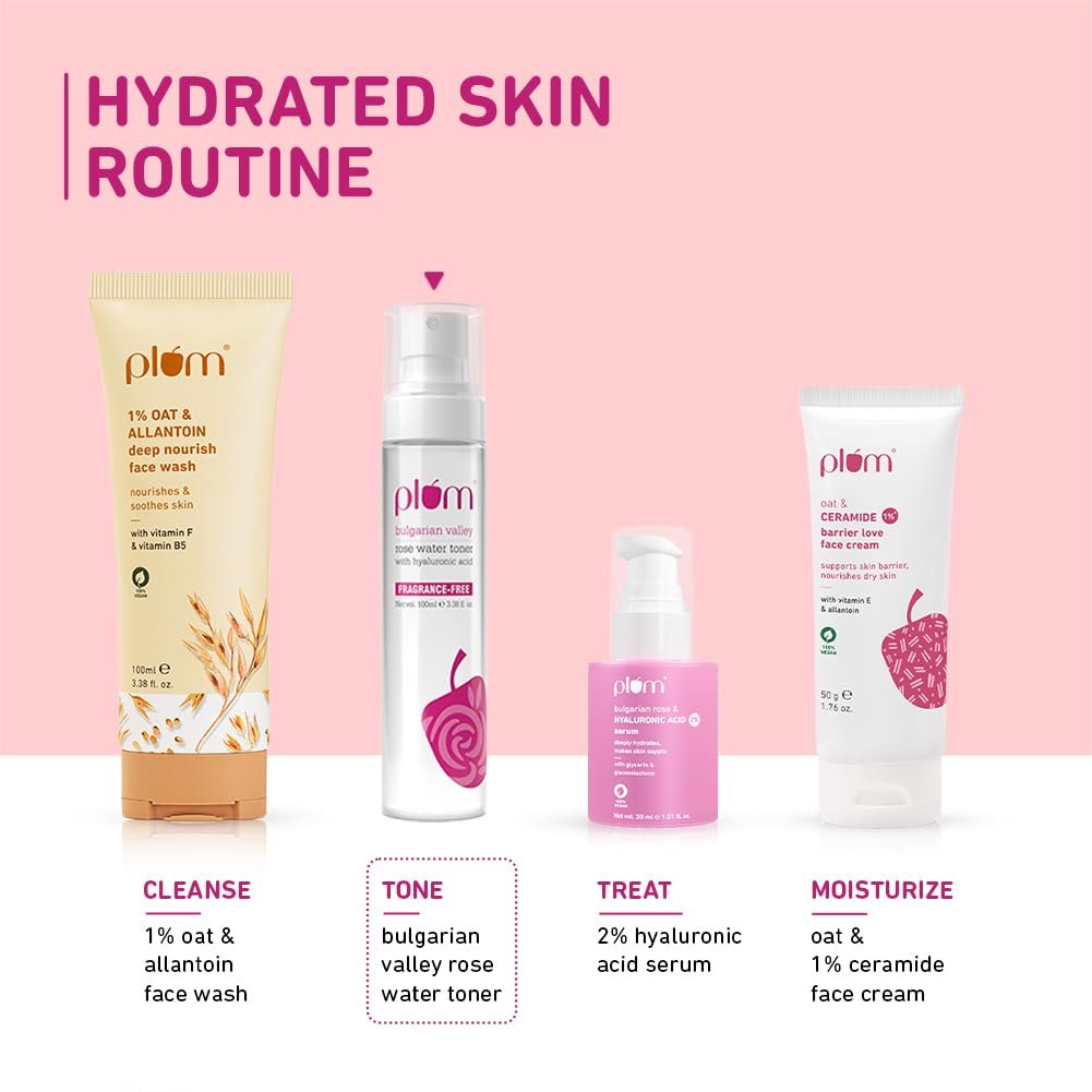 Plum Bulgarian Valley Rose Water Face Toner | for Oily Acne Prone Dry Combination Skin | Women & Men | 100ml thumbnail