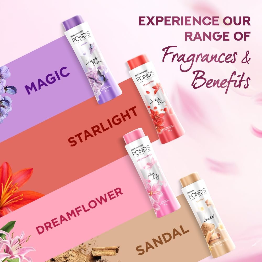 POND'S Dreamflower Floral Perfumed Powder With Glow-boosting Vitamin B3 For Women| Refreshing Long-Lasting Fragrance of Pink Lily| 300g thumbnail
