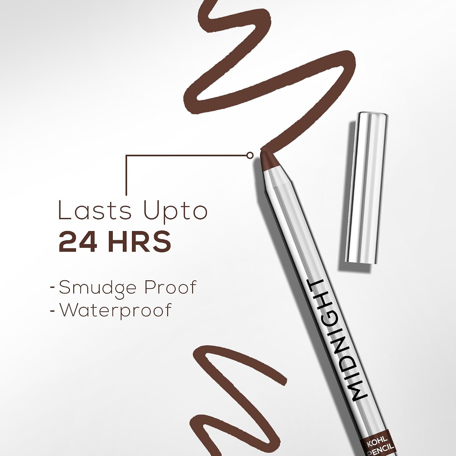 RENEE Midnight Kohl Pencil- Brown | Waterproof, Smudge-proof Kajal With Sharpener | Matte Finish, Long-lasting Upto 24 Hours | One-swipe Application With Vitamin E | 1.5 g thumbnail