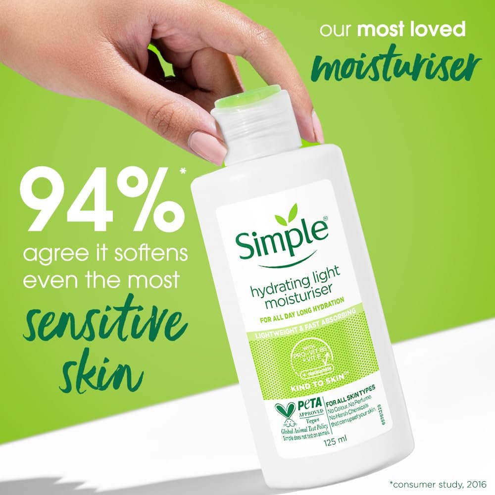 Simple Hydrating Light Moisturiser, 125ml | 12HR Hydration | With Niacinamide, Pro-Vitamin B5, Strengthens Skin Barrier| Lightweight, Non-Greasy Moisturizer | For Soft, Smooth Skin thumbnail