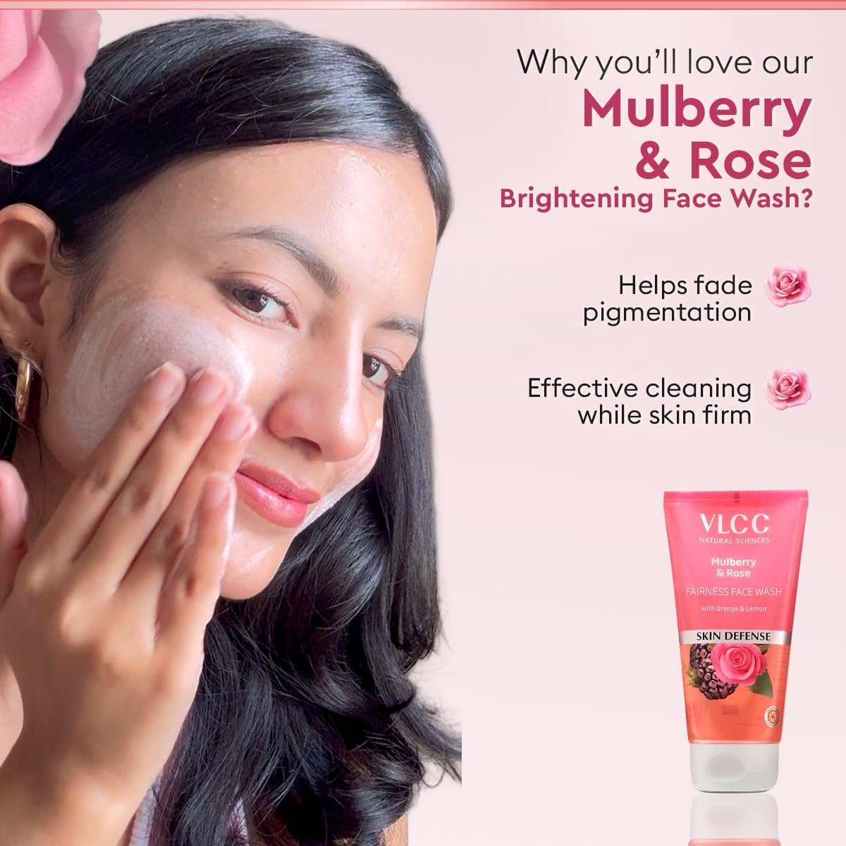 VLCC Mulberry & Rose Face Wash for Radiant Glow, Enriched with Rose, Mulberry, Orange & Lemon Peel Extracts for Fresh & Clear Skin, 150ml Each (Pack of 2) thumbnail