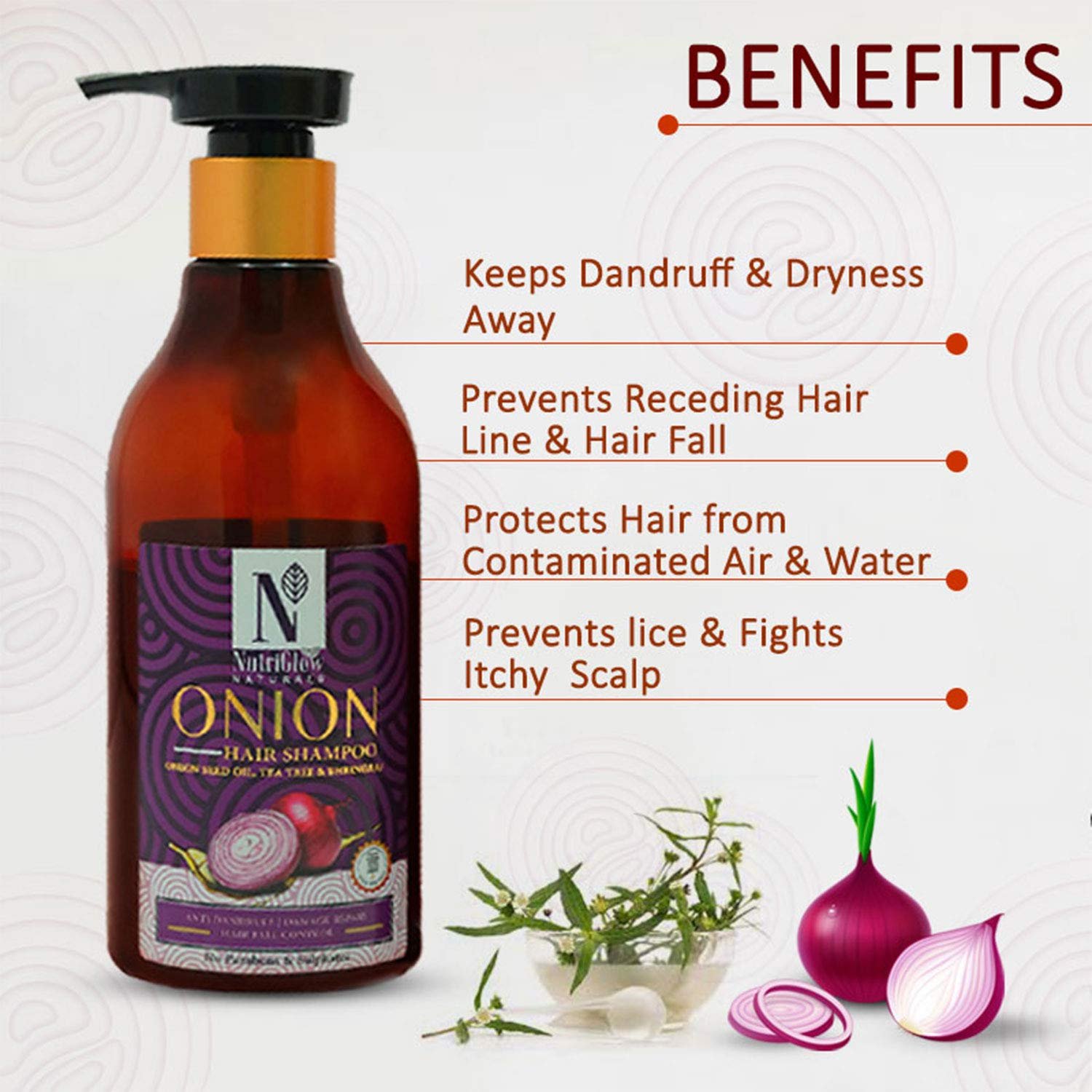 NutriGlow NATURAL'S Onion Hair Shampoo 300ml thumbnail
