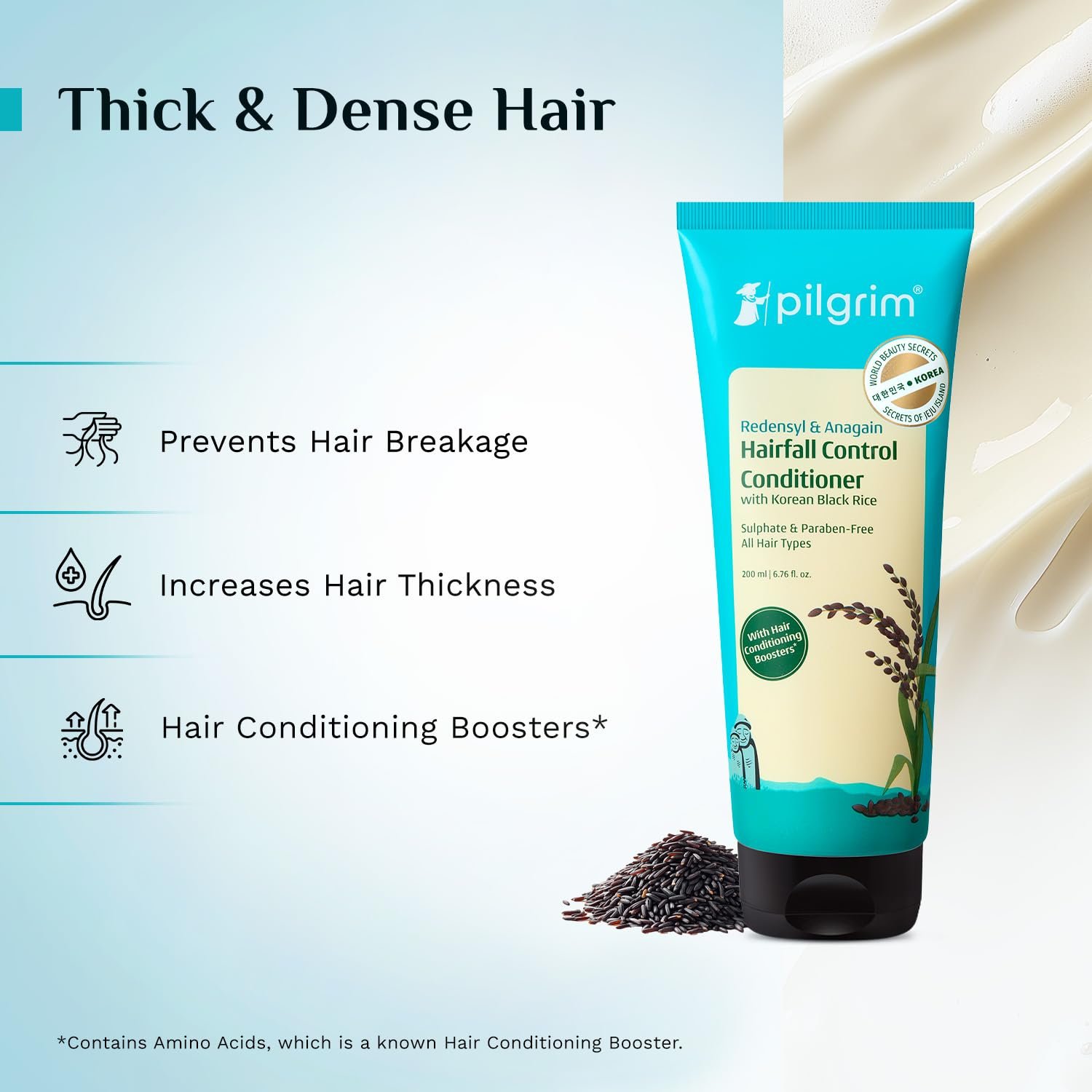 Pilgrim Anti Hairfall Conditioner with Redensyl & Anagain 200ml | Hairfall control conditioner with Black Korean Rice | Paraben & Silicone-Free | Suitable for All Hair Types | For Women and thumbnail