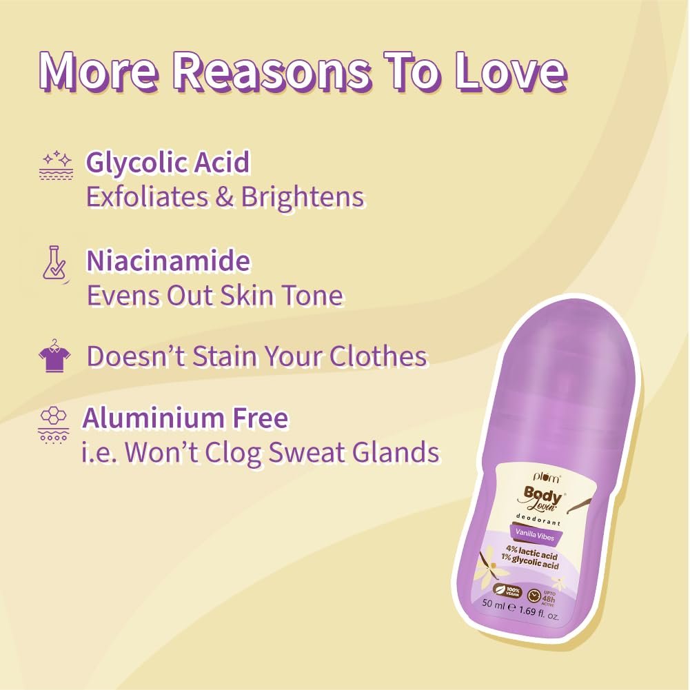 Plum BodyLovin' Vanilla Vibes Underarm Roll On for Women | Warm Vanilla Fragrance Underarm Roll On | 50ml thumbnail