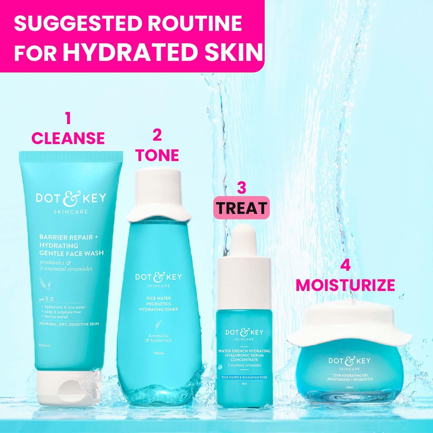 Dot & Key Hydrating Hyaluronic Acid Serum With Vitamin C + E | For Plump, Glowing Skin | Face Serum for Dry Skin, Oily & Normal Skin | With Ceramide & Rice Water | 30ml thumbnail