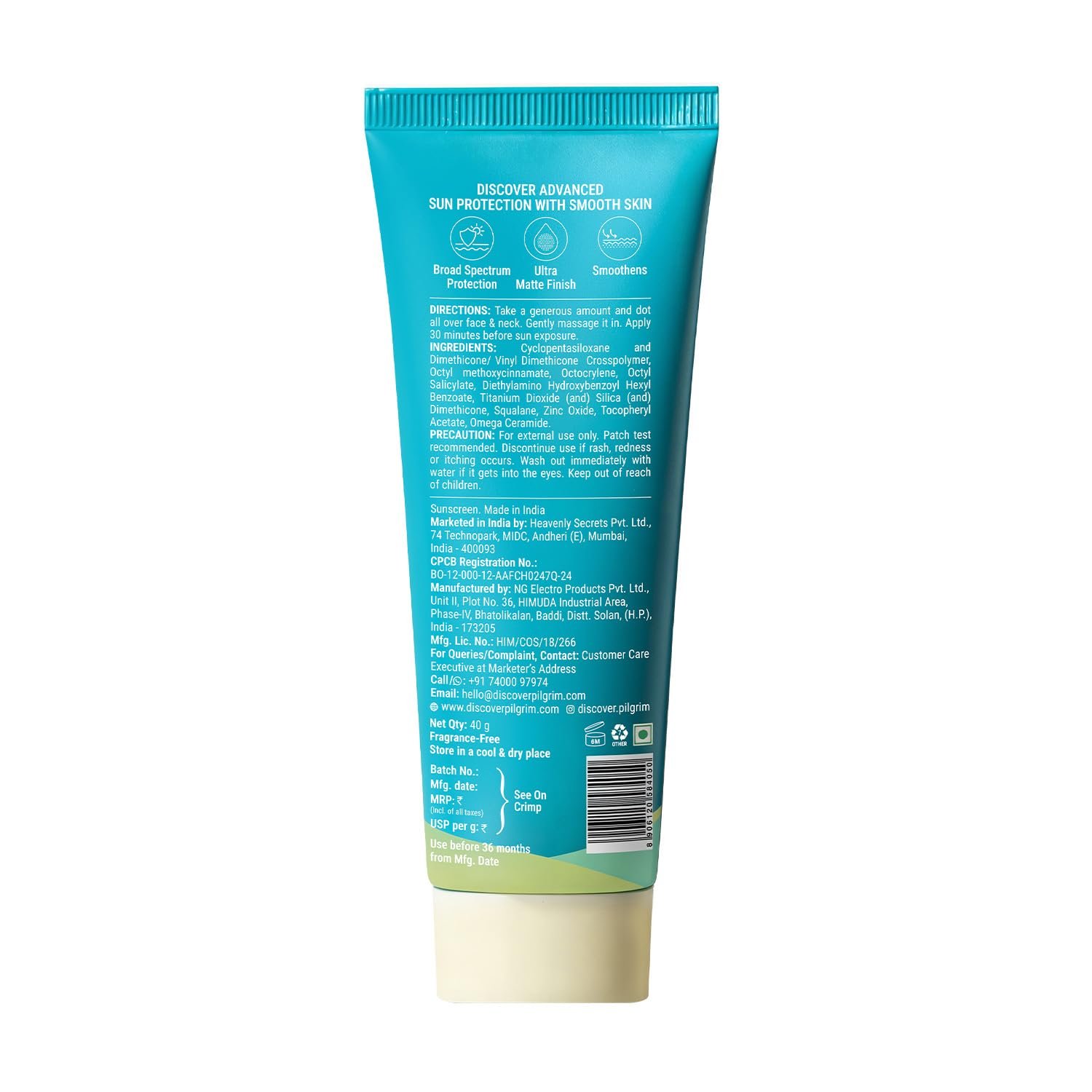 Pilgrim Squalane ULTRA MATTE SUNSCREEN SPF 50 PA+++ for women & men with Omega Ceramides & Vitamin E | Broad spectrum, Non-greasy, No white cast | All skin types | 50 gm thumbnail