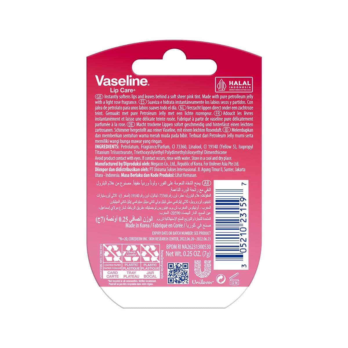 Vaseline Lip Therapy Rosy Lips | Tinted Balm for Soft Pink Finish | 72Hr Moisturization | Rosy Floral Fragrance | 7g thumbnail