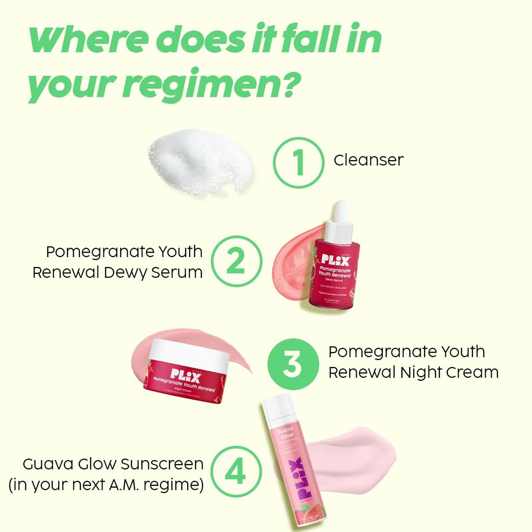 PLIX The Plant Fix Pomegranate 1% Retinol Anti-Ageing Night Cream | Helps Reduce the Appearance of Fine Lines & Wrinkles | Overnight Moisturizer for Smooth, Firm & Youthful-Looking Skin | 50 thumbnail