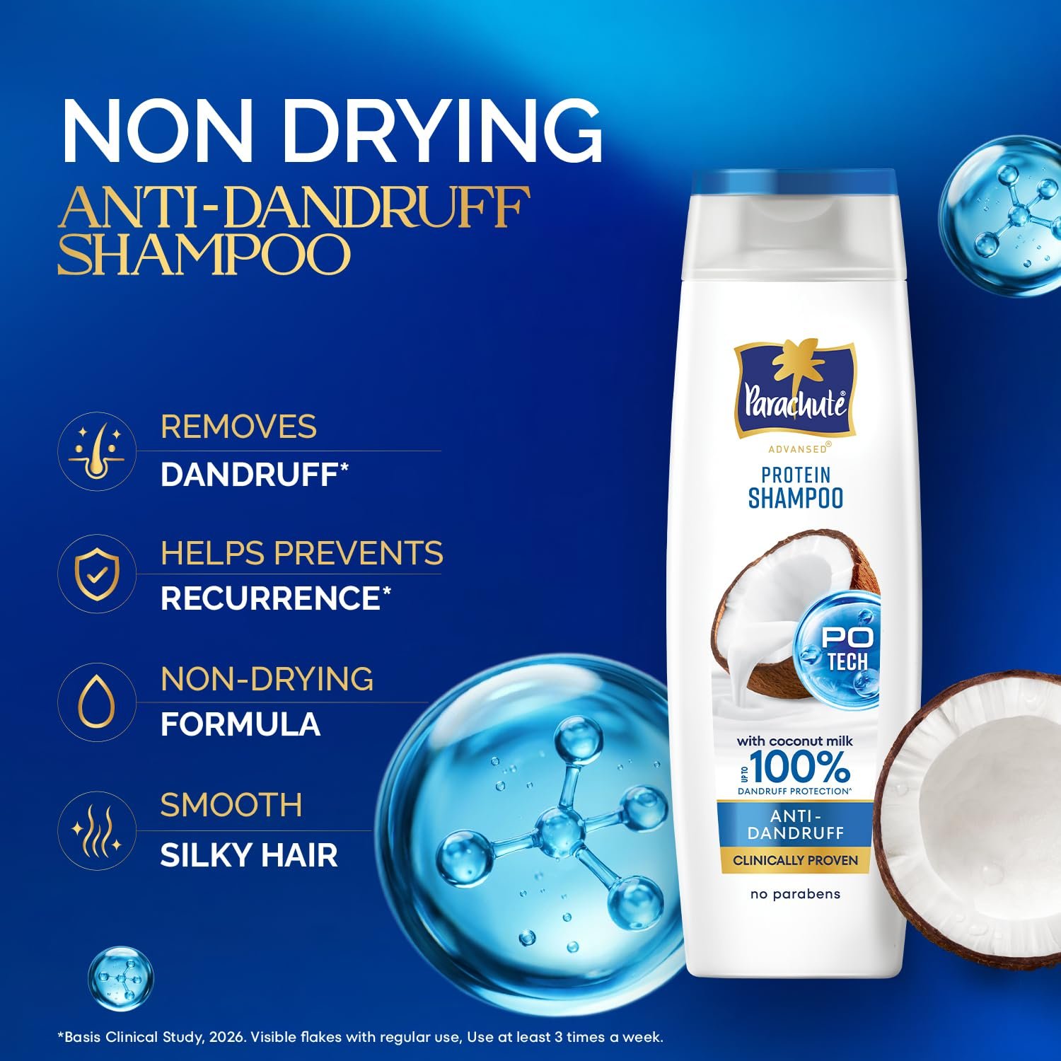 Parachute Advansed Anti-Dandruff Shampoo with Coconut Milk & PO Tech | Up to 100% Dandruff protection | for Strong Healthy Scalp | Paraben free | For Men & Women | 170ml thumbnail