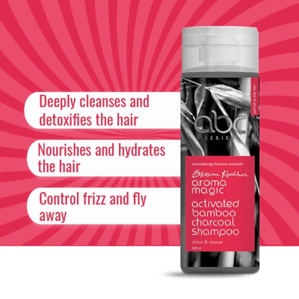Aroma Magic Activated Bamboo Charcoal Shampoo | Cleanses, Detoxify, hydrates, & control frizz | with Lavender & Patchouli Essential Oil | All Hair Type | - 200ml thumbnail