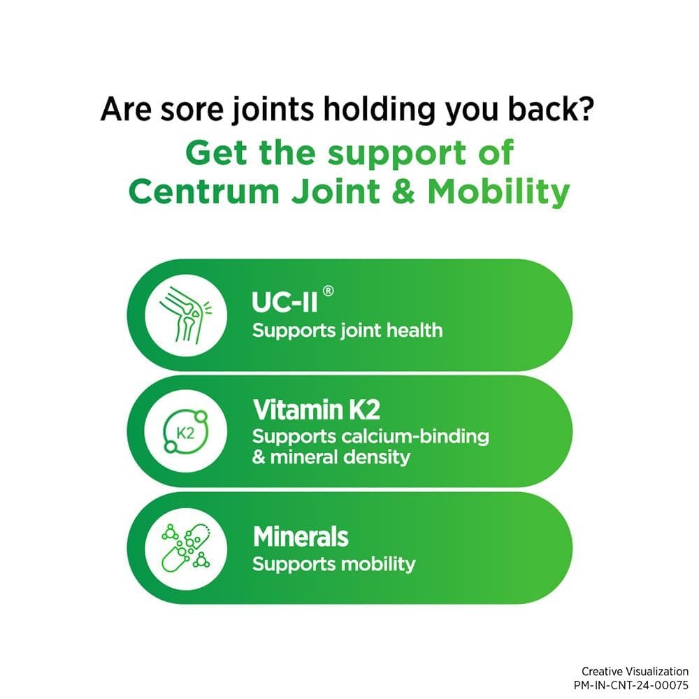 Centrum Joint & Mobility Capsule | Supplement | Undenatured Collagen Type II, Vitamin K2, Calcium for Joint support, Cartilage Support and Better Mobility | Joint Support Capsule - Pack of 1 thumbnail