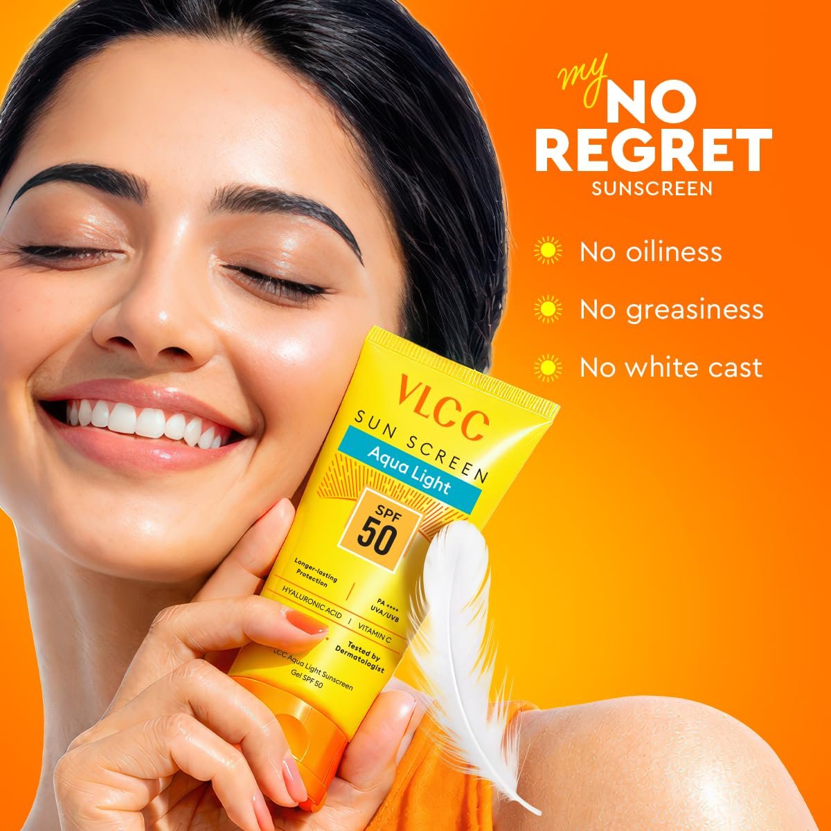 VLCC Aqua Light Sunscreen Gel SPF 50 PA+++ | Fast-Absorbing, Non-Greasy, No White Cast | Broad Spectrum UV Protection | Hyaluronic Acid & Vitamin C | 100g thumbnail