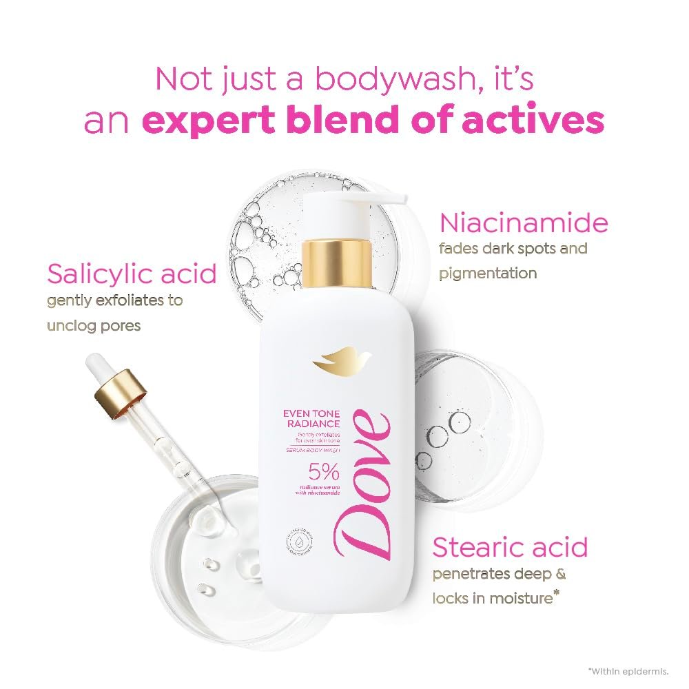 Dove Even Tone Radiance Serum Body Wash|5% Radiance Serum with Niacinamide| Gently exfoliates for even skin tone | Paraben & SLS free | 300 ml thumbnail