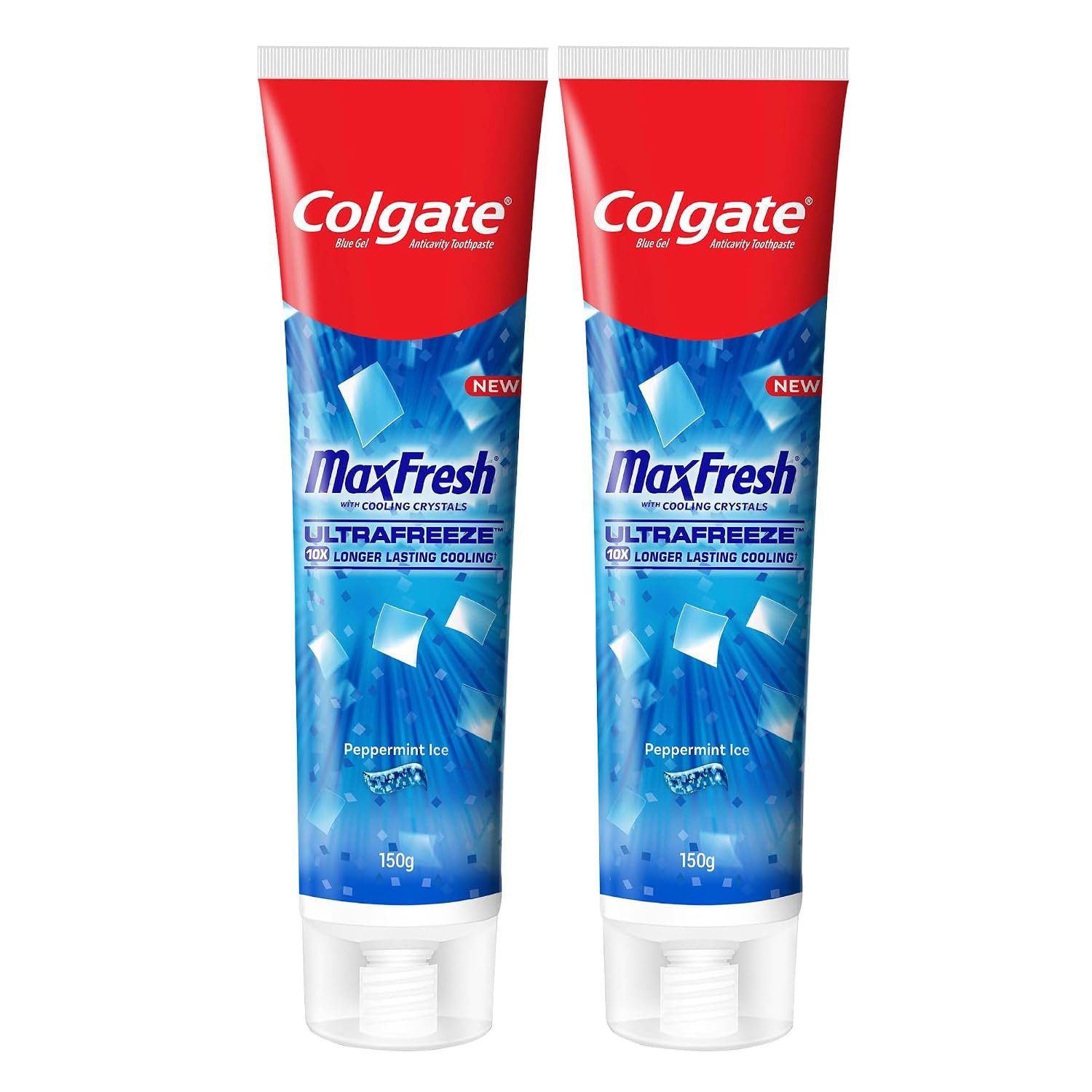 Colgate MaxFresh Breath Freshner Oral Care Toothpaste, 300g Saver Pack (150g x 2), Peppermint Ice, Blue Gel Paste with Menthol & Cooling crystals for bad breath control thumbnail