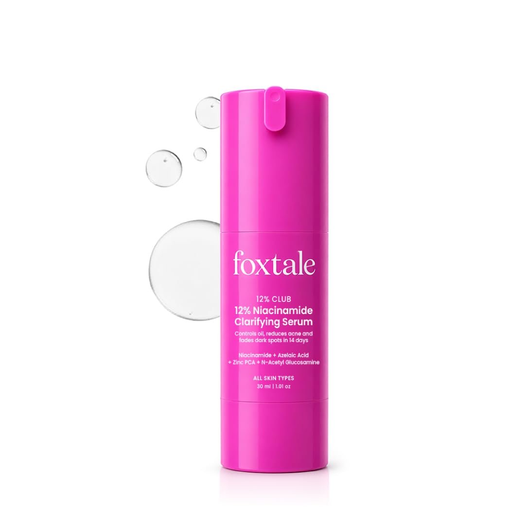 Foxtale 12% Niacinamide Face Serum with Azelaic Acid for Oil Control, Fade Marks, Acne & Dark Spots | Brightens & Clear Complexion, for Oily, Blemish-Prone, & Combination Skin | 30 ml