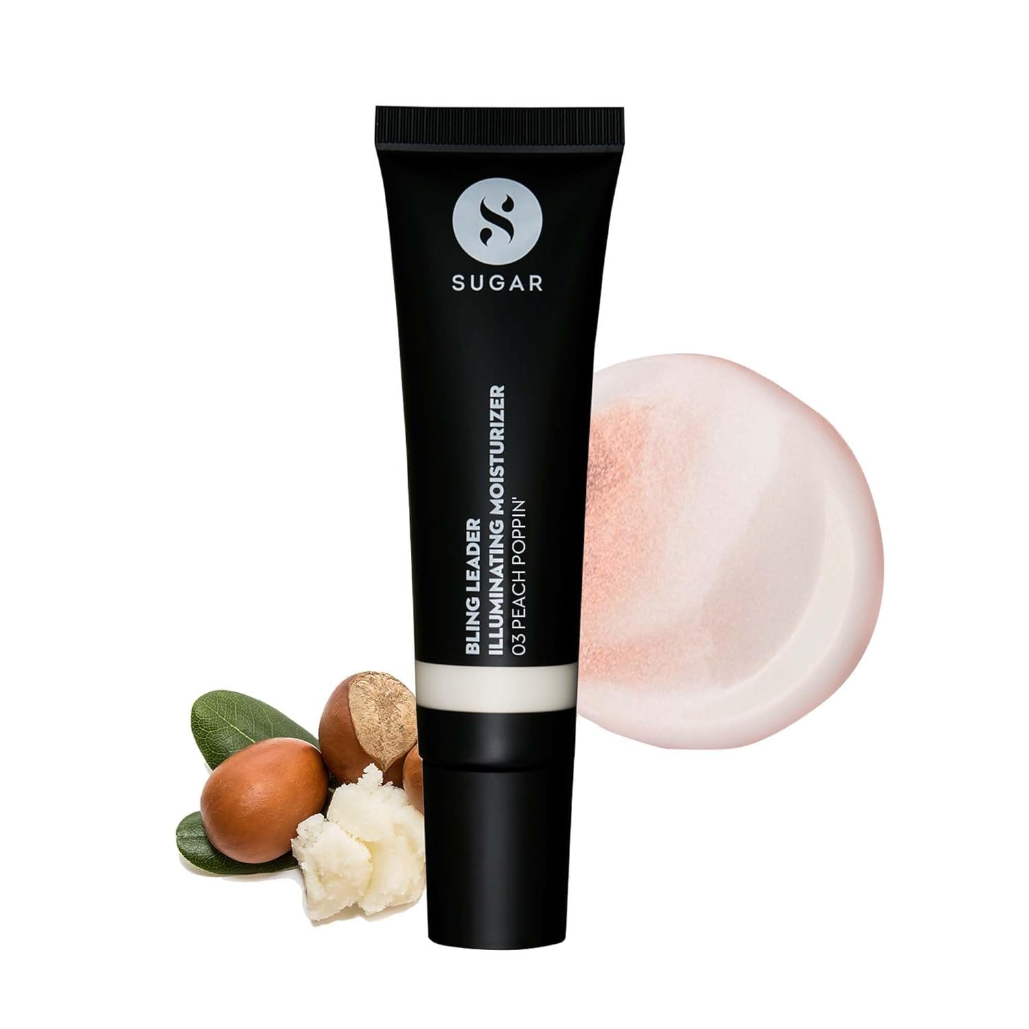 SUGAR Cosmetics Bling Leader Illuminating Moisturizer with Kojic Acid | Strobe Cream + Highlighter | 2-in-1 Glow Cream for Indian Skin | Dewy Finish | 50ml - 03 Peach Poppin