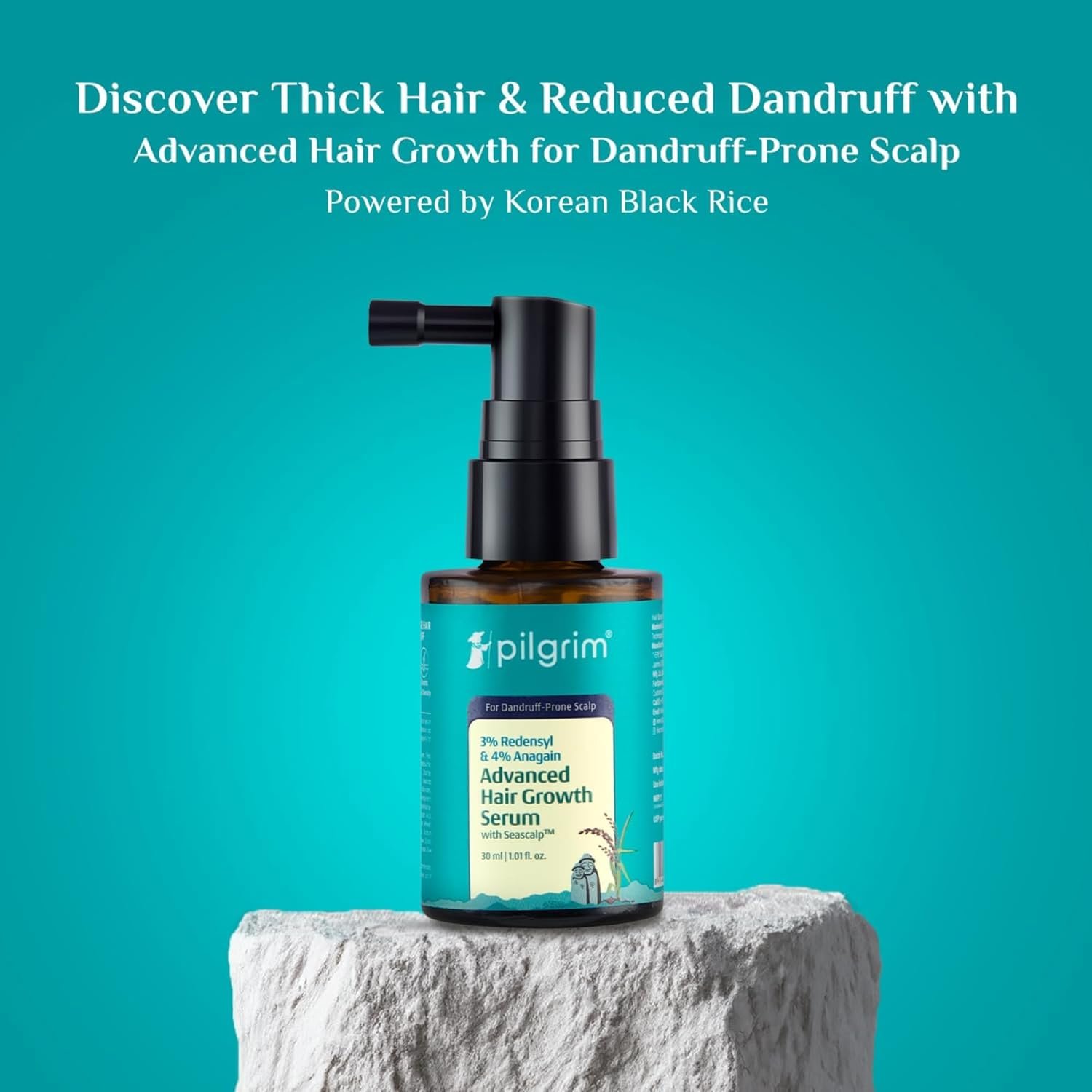 Pilgrim Advanced Hair Growth Serum for Dandruff Prone Scalp - 30ml New Hair Growth in 28 Days, Controls Dandruff, Korean Black Rice, Reduces Hair Fall, Thicker Hair, Stimulate Hair Regrowth thumbnail