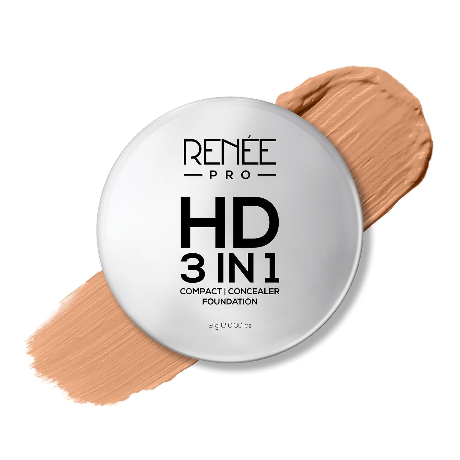 RENEE PRO HD 3 In 1 Compact, Concealer, Foundation - Noix, SPF 20, Matte Finish, High Coverage, Ultralight & Silky Smooth Finish, Enriched With Vitamin E, C & Aloe Vera - 9 Gm
