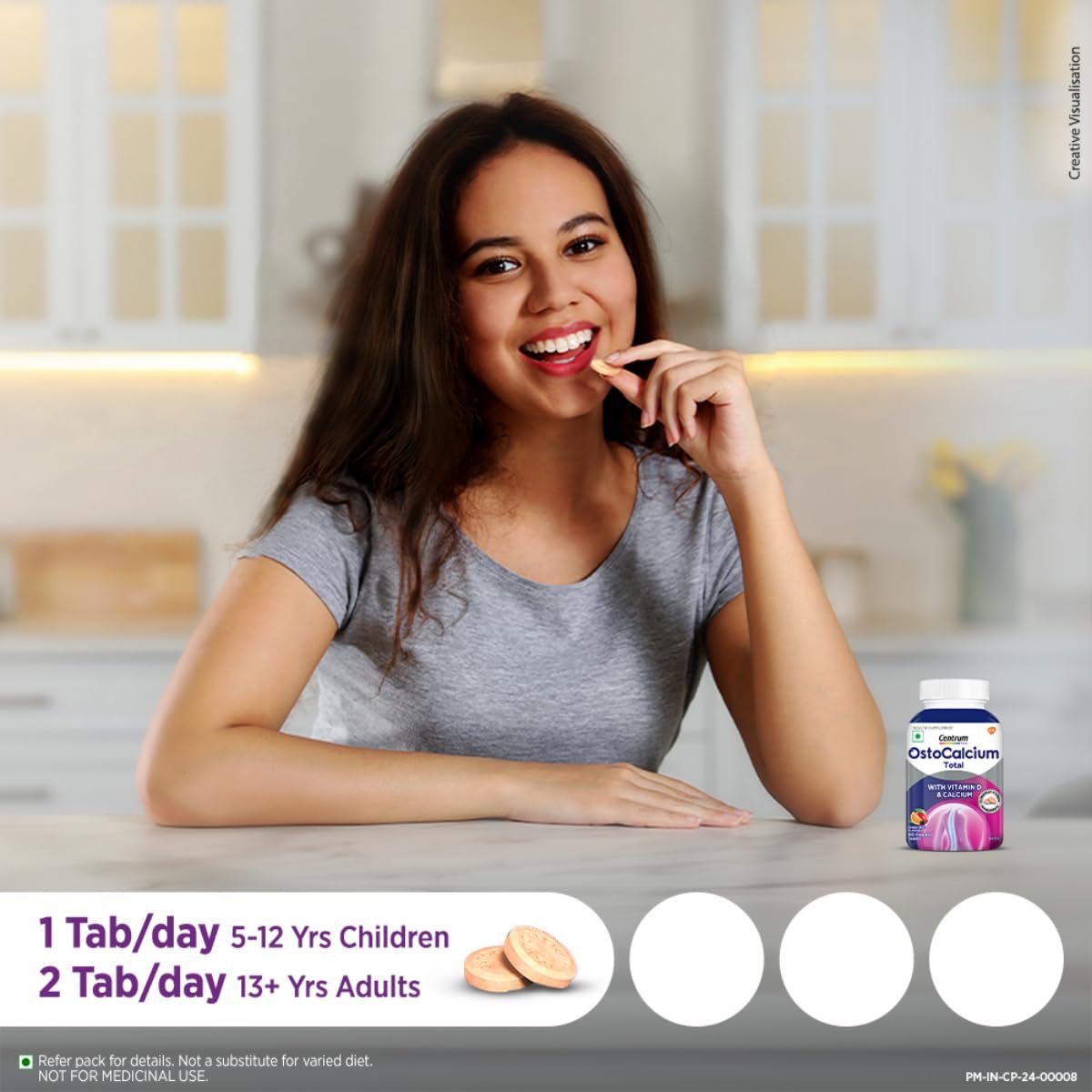 Centrum Ostocalcium Total Chewable Tablets For Women & Men | Vitamin D & Calcium Tablets To Support Strong Bones, Joints & Muscles |30 Tablets thumbnail