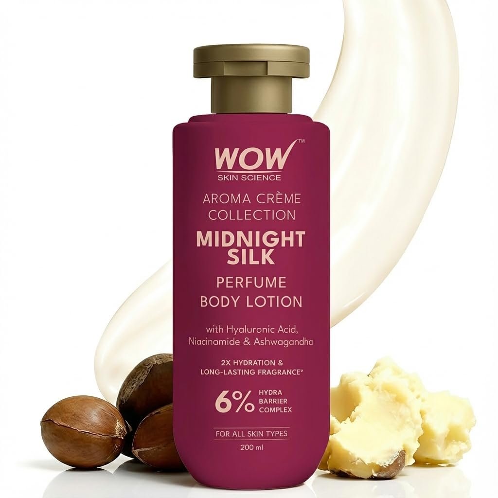 WOW Skin Science Midnight Silk Perfume Body Lotion | Aroma Crème Collection | 6% Hydra Barrier Complex with Hyaluronic Acid, Niacinamide & Ashwagandha | 200ml