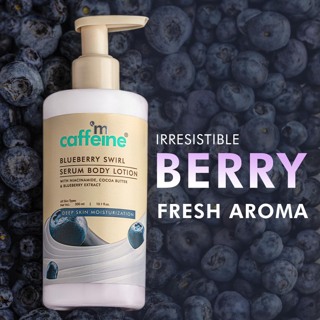 mcaffeine Blueberry Swirl Serum Body Lotion For Women And Men | Dry Skin | Lightweight Moisturizer, Non-Greasy & Non-Sticky |  Soft & Smooth Lotion For All Skin - 300ml thumbnail