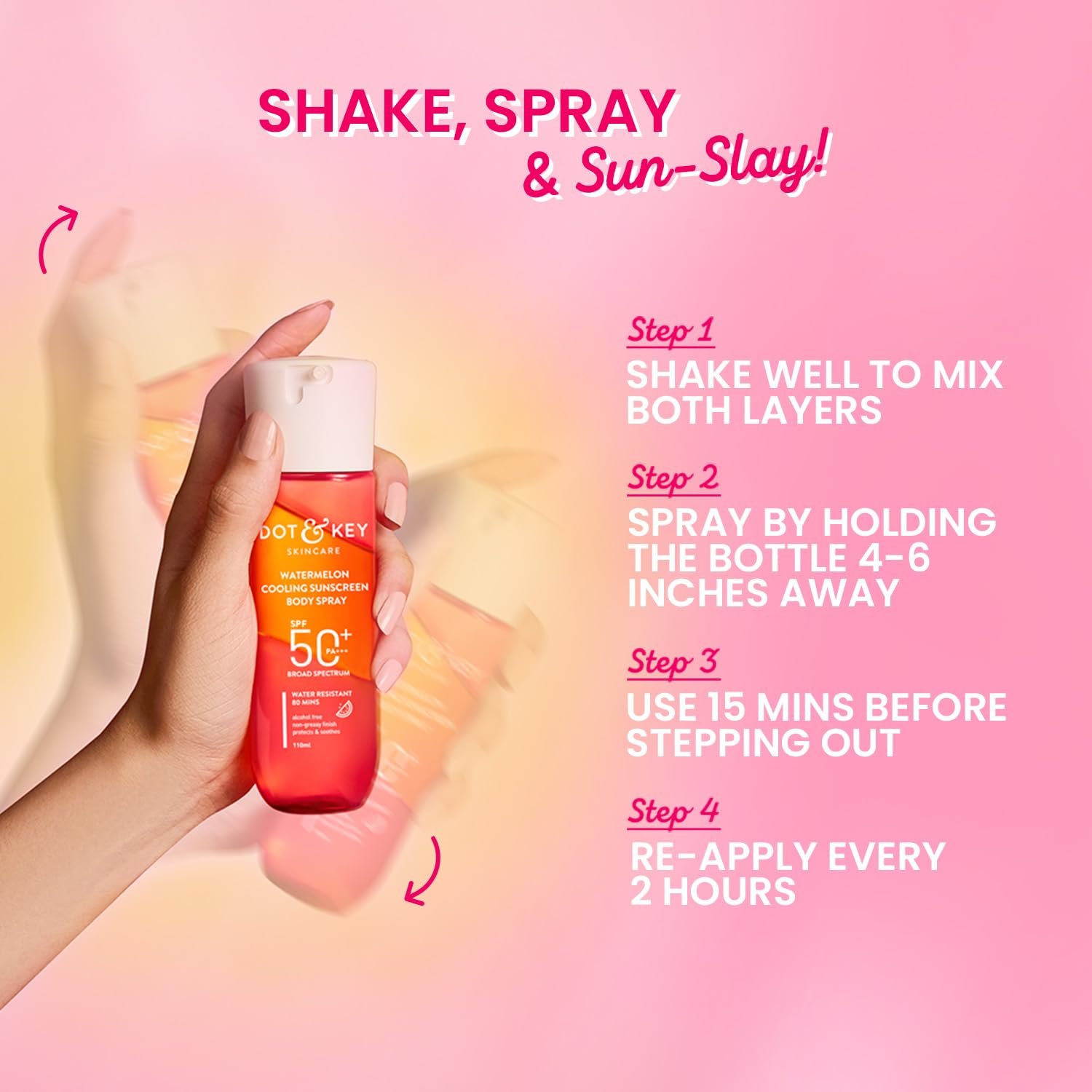 DOT & KEY Watermelon Cooling Sunscreen Body Spray Spf 50 Pa+++ For All Skin Types - 110Ml thumbnail
