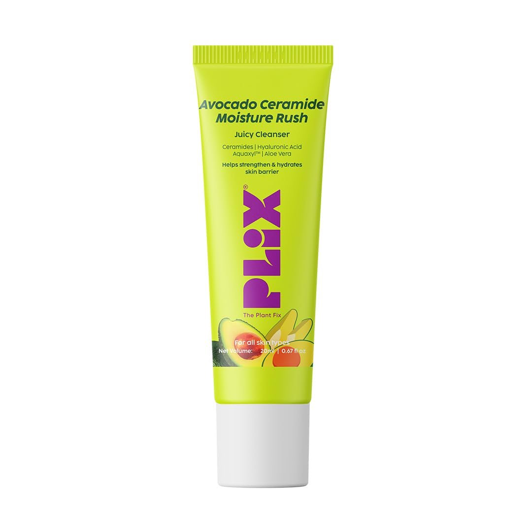 PLIX - THE PLANT FIX Avocado Ceramide Moisture Rush Juicy Cleanser (20 ml) | Ceramide Face Wash| Nourishes and Hydrates Skin | Gentle Cleanser for Sensitive Skin | For Men & Women
