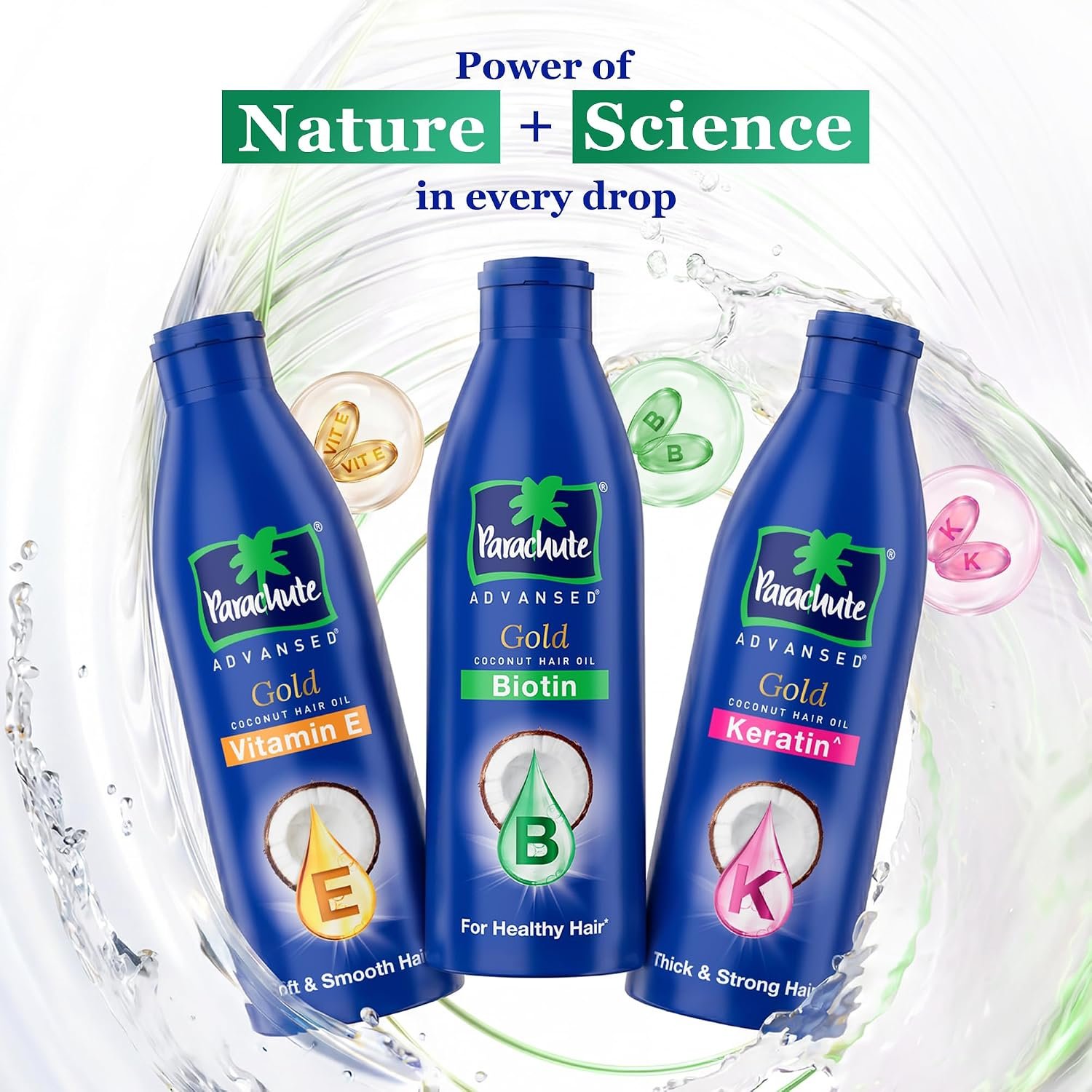 Parachute Advansed Gold Biotin & Coconut Hair Oil | Deep Nourishment for Fuller Hair| No Paraben or Silicone | 300ml thumbnail