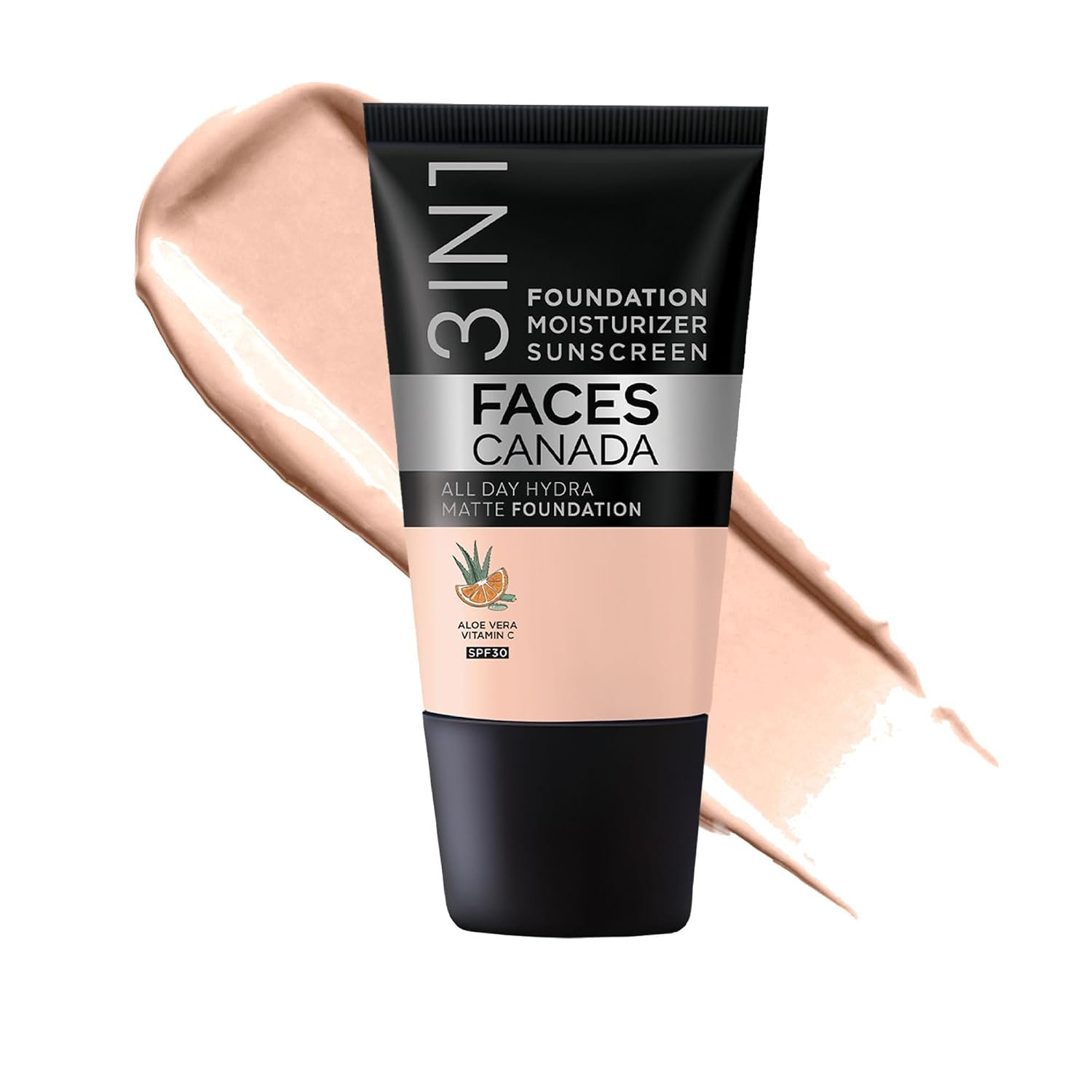 FACESCANADA Cream All Day Hydra Matte Foundation - Mini | 3in1 Foundation + Moisturizer + SPF 30 | 24 HR Aloe Hydration & Vitamin C | 10HR Wear | Medium to High Buildable Coverage | Rose Ivo
