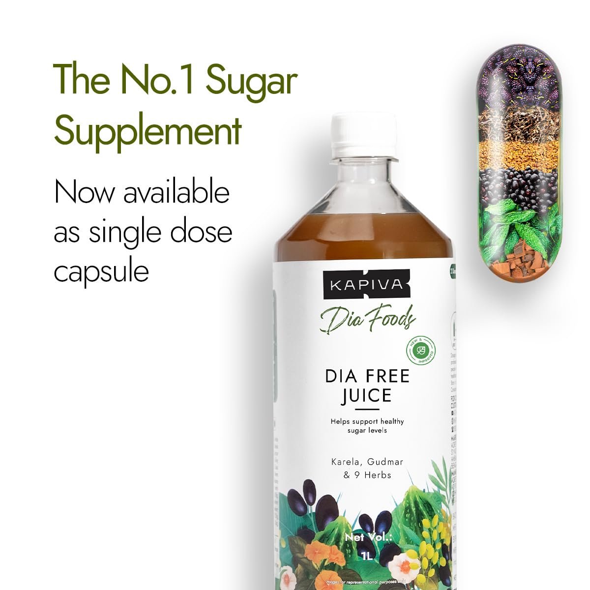 Dia Free Tablets, 30 Tablets | Single Dose Daily | Helps Manage Sugar Levels With Karela, Jamun, Gudmar & 3 More | 1 Month Pack thumbnail