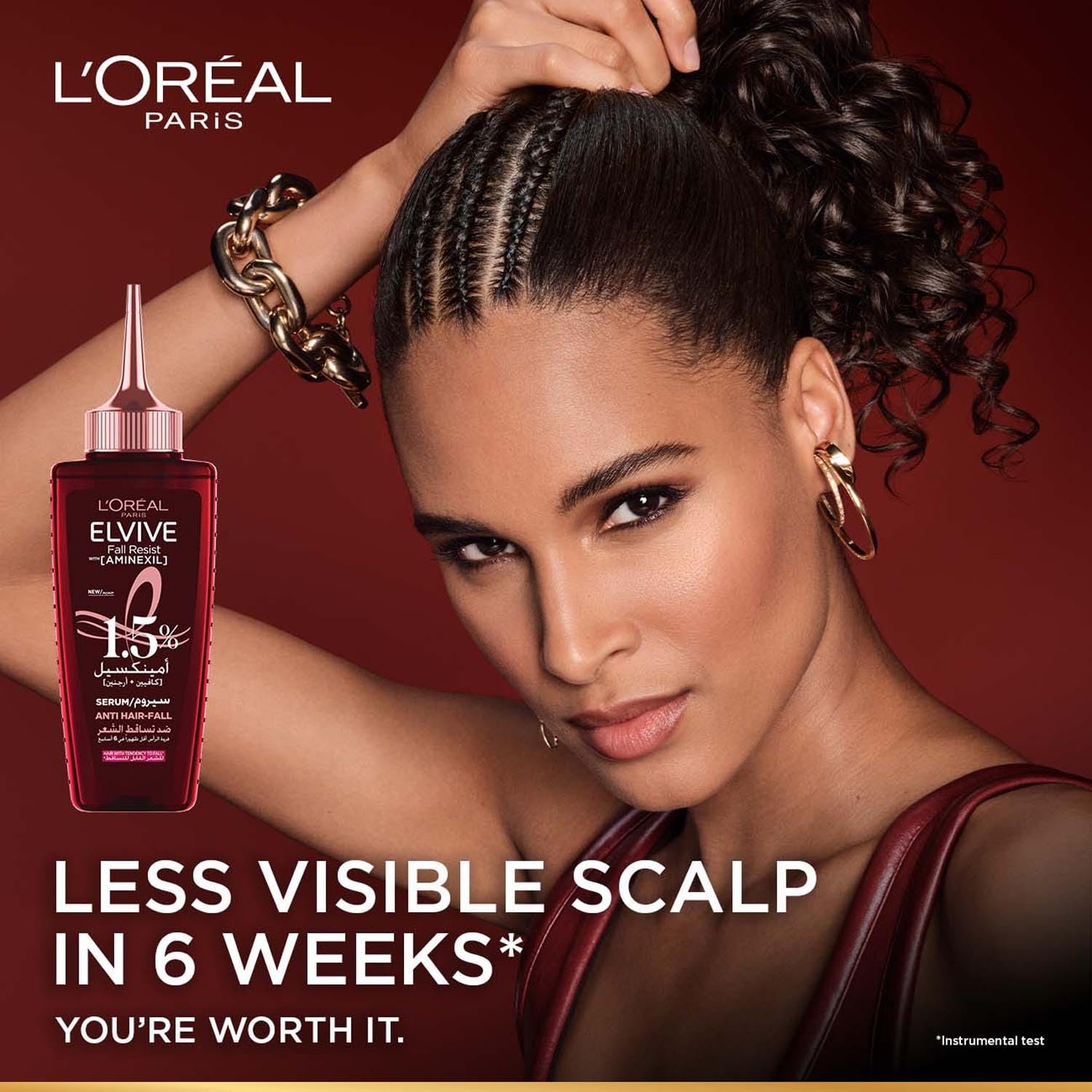 L'Oréal Paris Fall Resist Anti Hair Fall Serum with 1.5% Aminexil, Caffeine & Arginine for lesser visible scalp & hair fall, 102ml thumbnail
