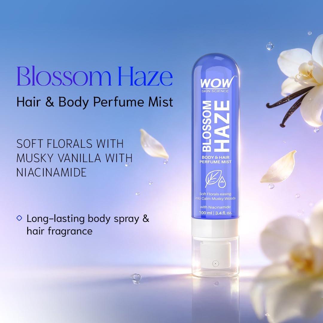 WOW Skin Science Blossom Haze Unisex Body & Hair Perfume Mist | Skin-Close Floral Musk Fragrance with Niacinamide | Lightweight, Long-Lasting Mist for Men & Women | 100ML thumbnail