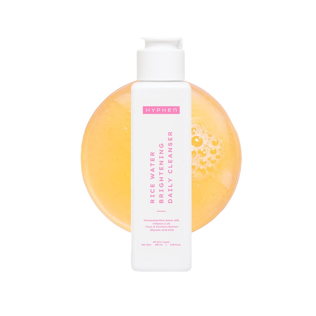 Hyphen 10% Rice Water Brightening Face Wash | Daily Face Cleanser for Women and Men | Brightens Skin | Removes Dirt & Impurities | Suitable for All Skin Types - 100 ml
