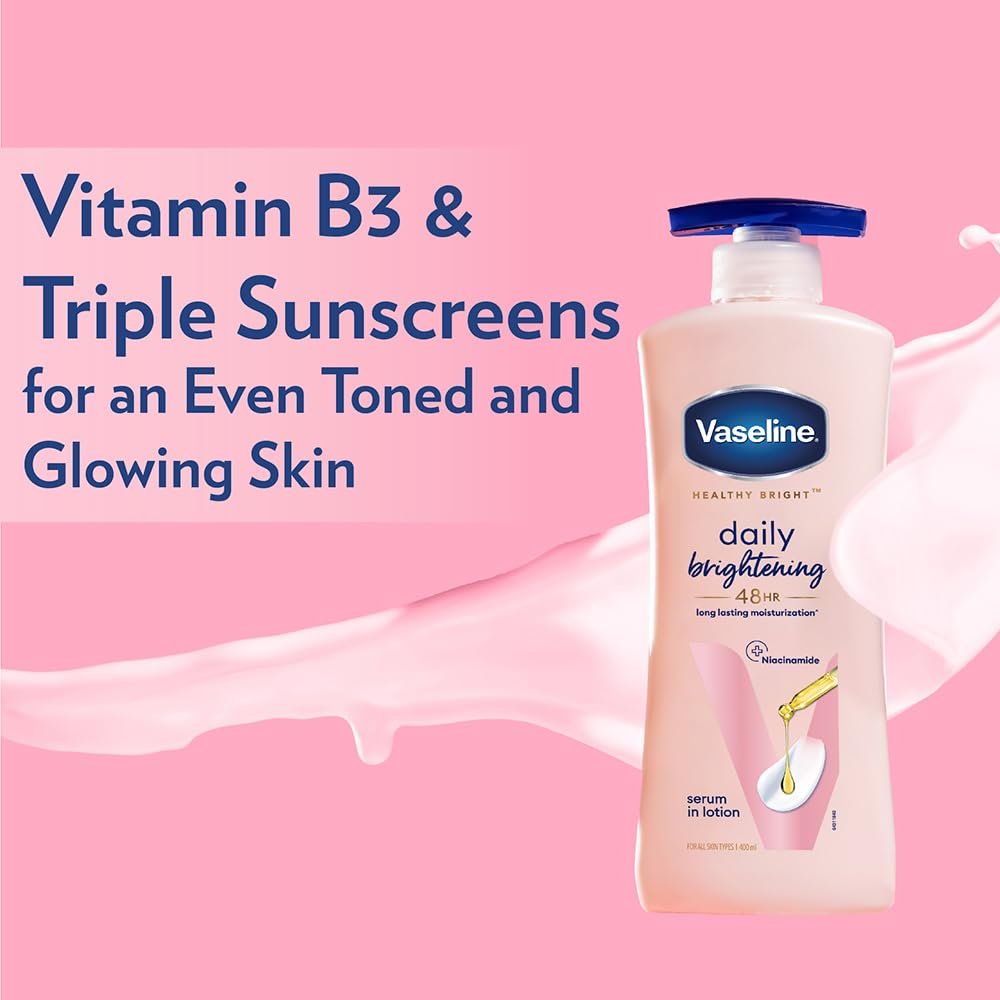 Vaseline Daily Brightening Body Lotion For Healthy & Glowing Skin with Niacinamide 400ml (Pack of 1) thumbnail