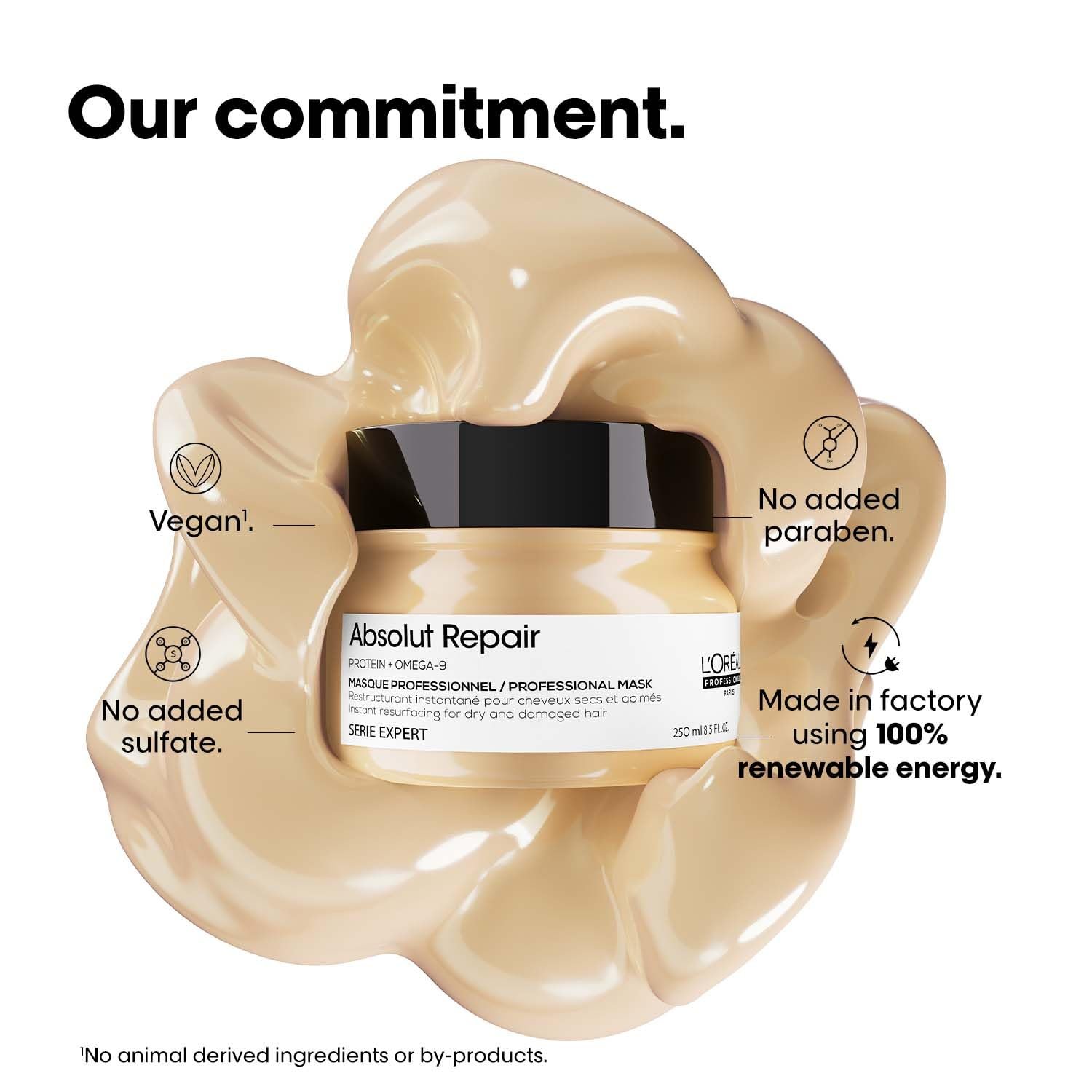 L'Oréal Professionnel Absolut Repair Shampoo & Mask for Dry & Damaged Hair - 300ml+250ml | Professional Routine for Strenghthening & Repairing Hair, Protein & Omega-9, For Men & Women thumbnail