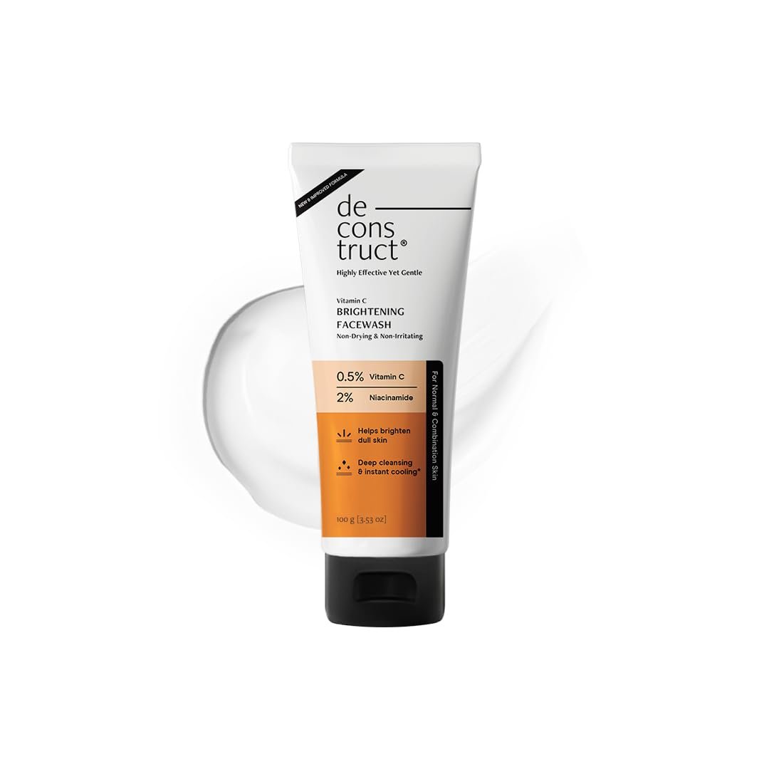Deconstruct Brightening Face Wash with 0.5% Vitamin C + 2% Niacinamide|For Glowing & Bright Skin|Non-Drying & Non-Irritating Formula|Fades Dark Spots|All Skin Types| 100g