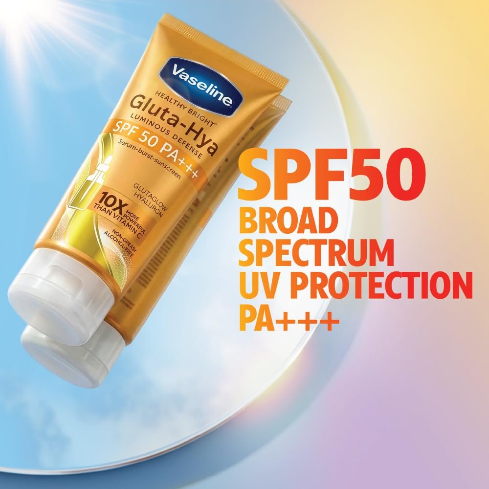Vaseline Gluta Hya - Antioxidant SPF 50 PA+++ Sunscreen for Face & Body All | Glutathione & Hyaluronic Acid infused Sunscreen 175 ML thumbnail