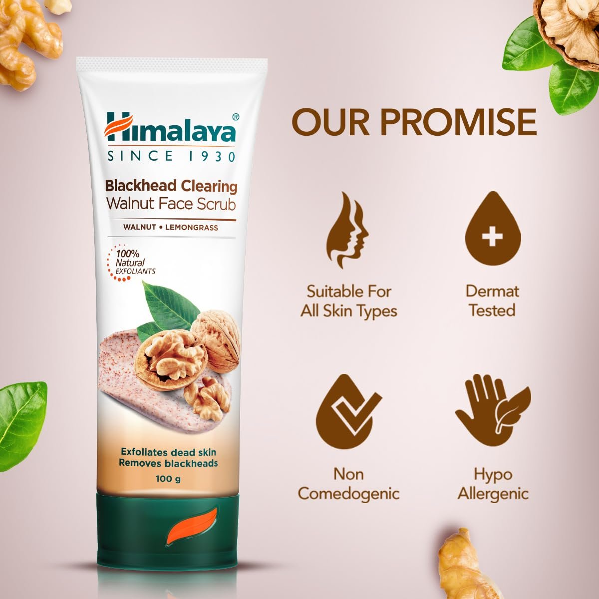 Himalaya Herbals Gentle Exfoliating Walnut Scrub – Facial Scrub for Dead Skin Removal & Smooth Skin, 100g thumbnail