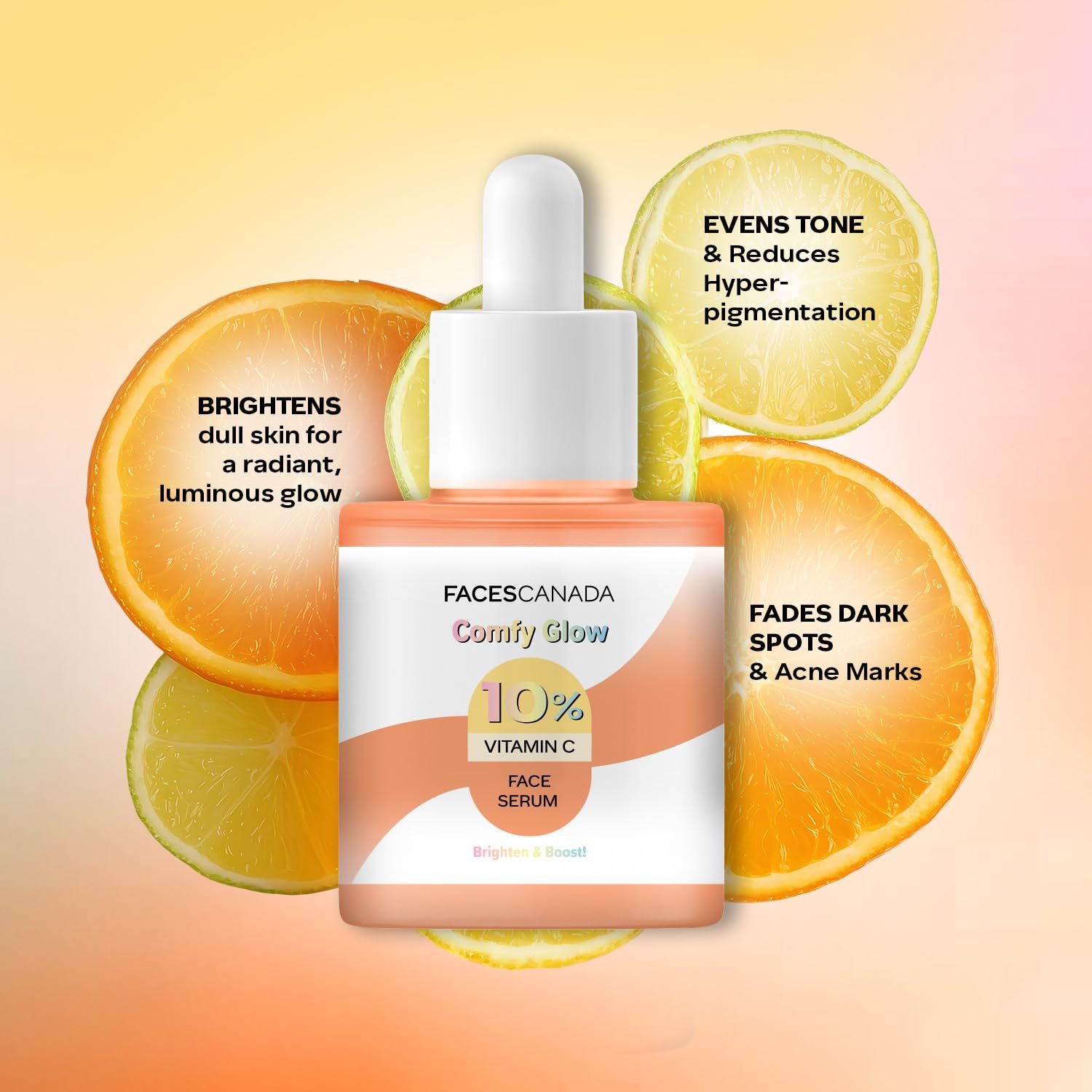 FACES CANADA Comfy Glow 10% Vitamin C Face Serum - 15ml | Brightens Complexion | Dark Spot Reduction | Hydrating & Healthier Looking Skin thumbnail