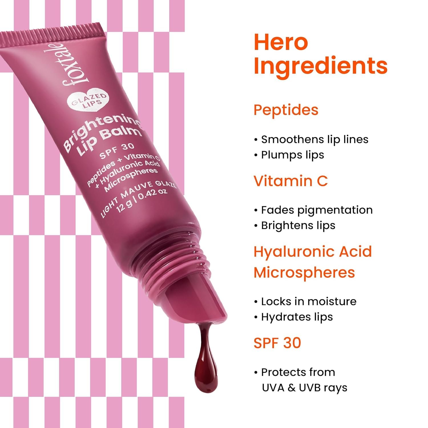 Foxtale SPF 30 Brightening Lip Balm for Dark Lips with Peptides & Vitamin C | Brightens | Hydrates | Tinted Lip Balm - Light Mauve Glaze 12gm thumbnail