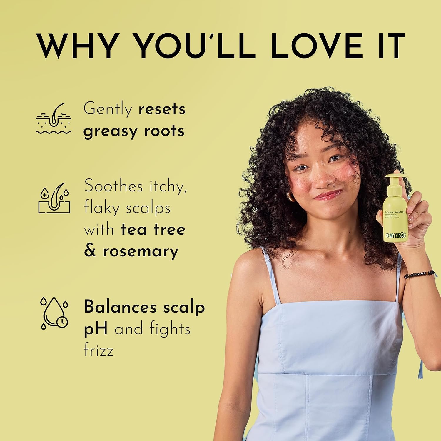 Fix My Curls Cleansing Shampoo for Curly Hair & Wavy Hair| Enriched Anti-Frizz, Anti-Itch | pH Balanced, Paraben-Free, Silicone-Free & Sulfate-Free 250ml thumbnail