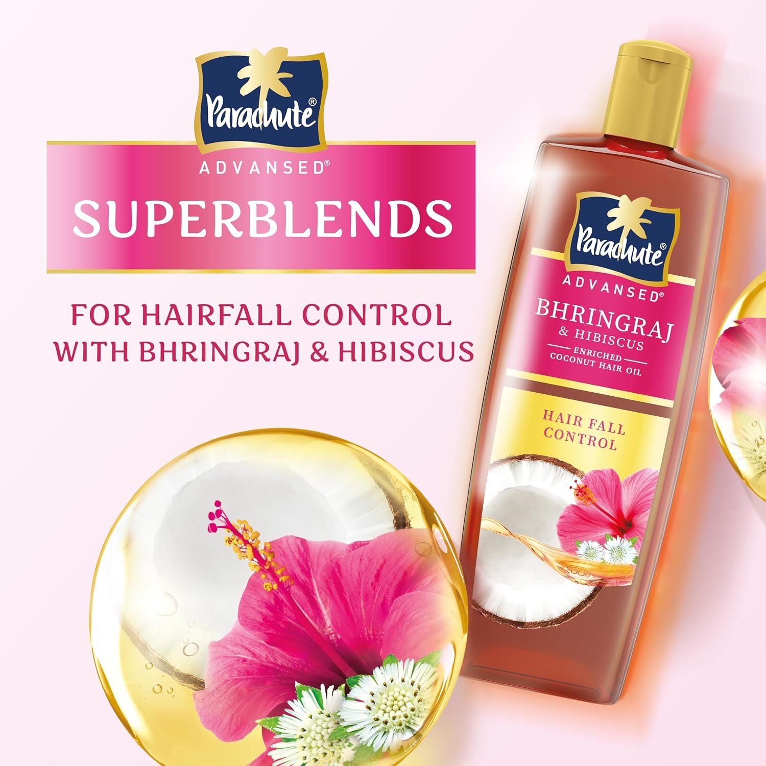 Parachute Advansed Bhringraj & Hibiscus enriched Coconut Hair Oil| Reduces Hair Fall| Suitable for All Hair Types |300ml thumbnail