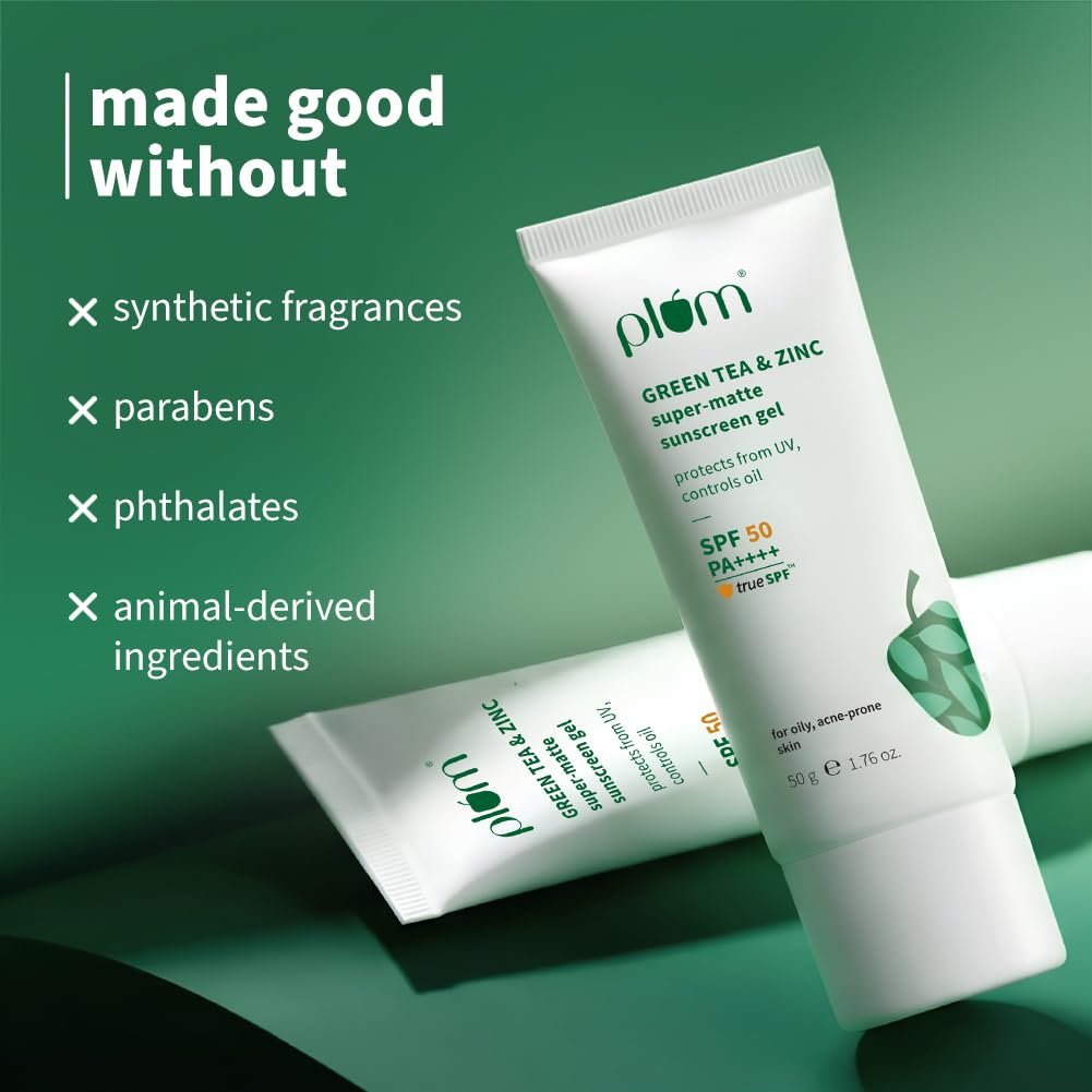 Plum Green Tea & Zinc Super-Matte Gel Sunscreen SPF 50 PA ++++  Formulated for Oily, Combination and Acne Prone Skin | Protects & Controls Oi| 50g thumbnail