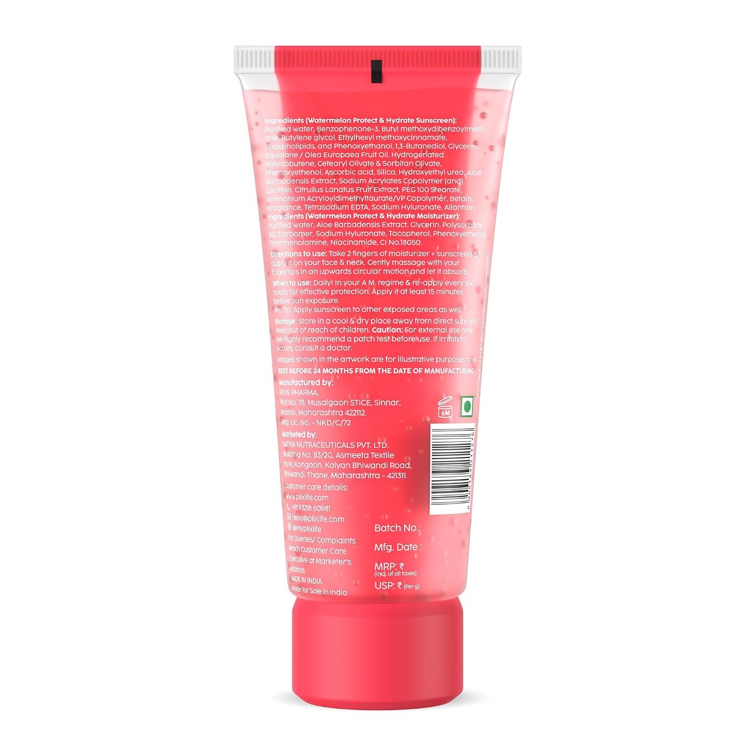 PLIX THE PLANT FIX Watermelon Protect & Hydrate 2-in-1 Formula | In Vivo Tested SPF 50 PA++++ | Moisturizer + Sunscreen | Lightweight, No White Cast thumbnail