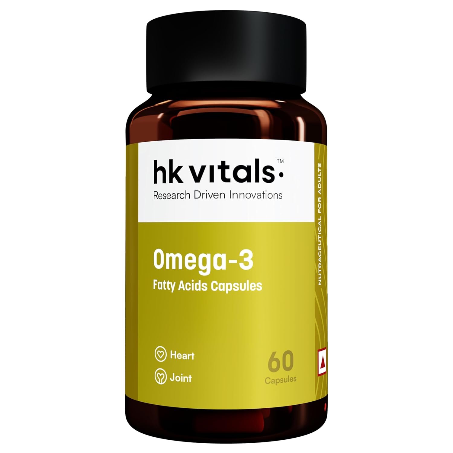 hk vitals Omega 3, 60 Fish Oil Capsules 1000mg with 180mg EPA & 120mg DHA | Supports Brain, Heart, Eye & Joint Health thumbnail