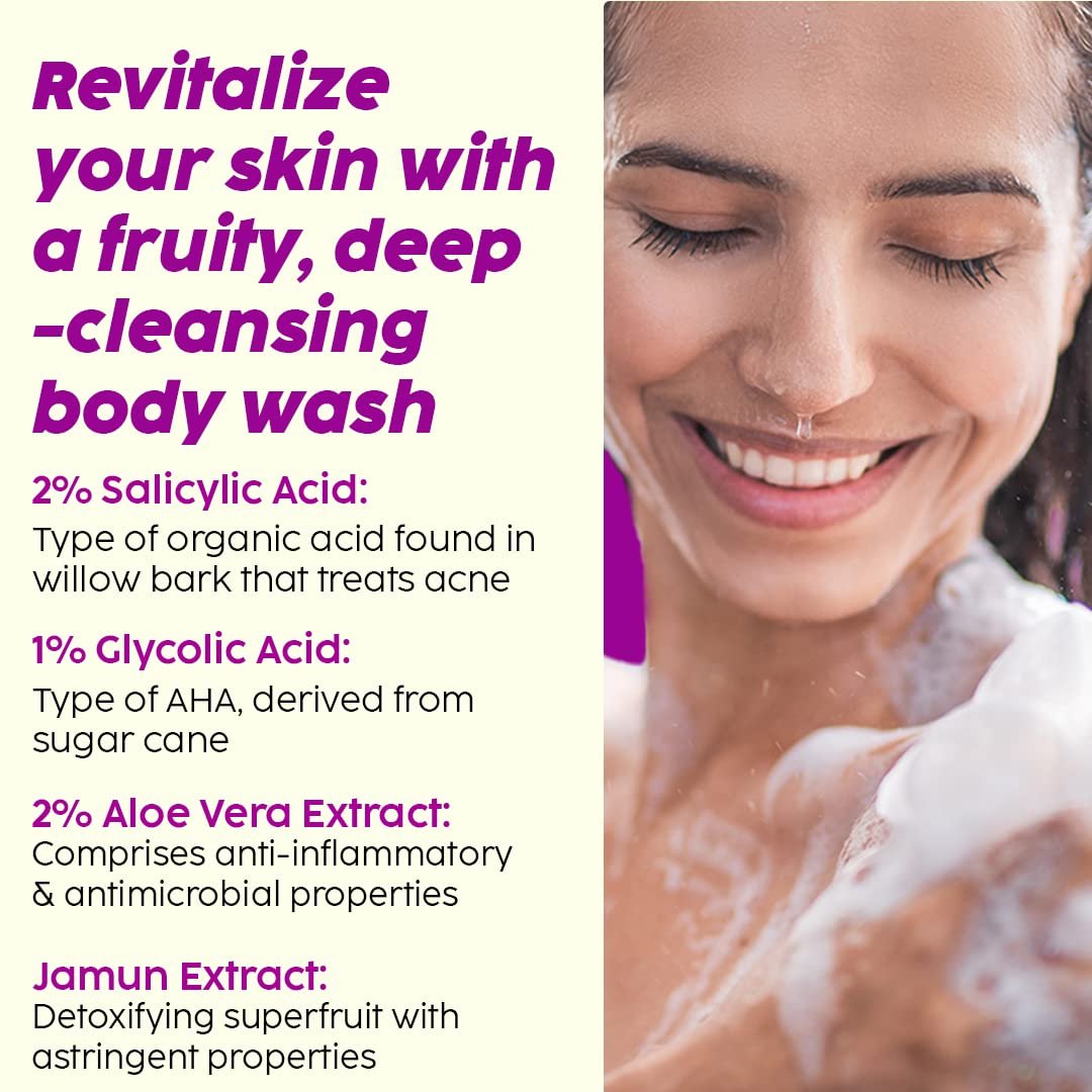 PLIX - THE PLANT FIX Jamun 2% Salicylic Acid Body Wash For Body Acne | Paraben & Silicones Free | Deeply Exfoliating Dead Skin Cells, Prevents Back Acne & Moisturizes Skin | 236ml thumbnail