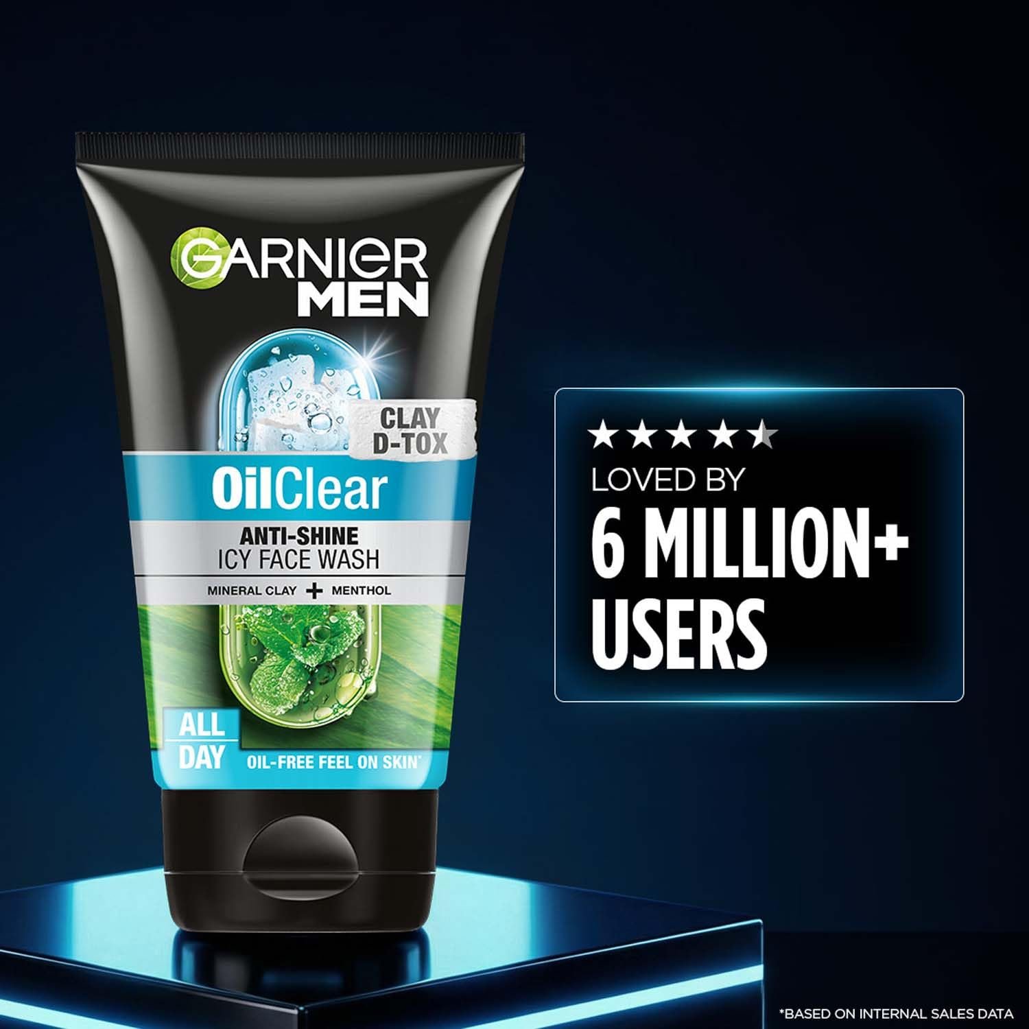 Garnier Men Oil Clear Clay D-Tox Deep Cleansing Icy Face Wash, 100gm thumbnail